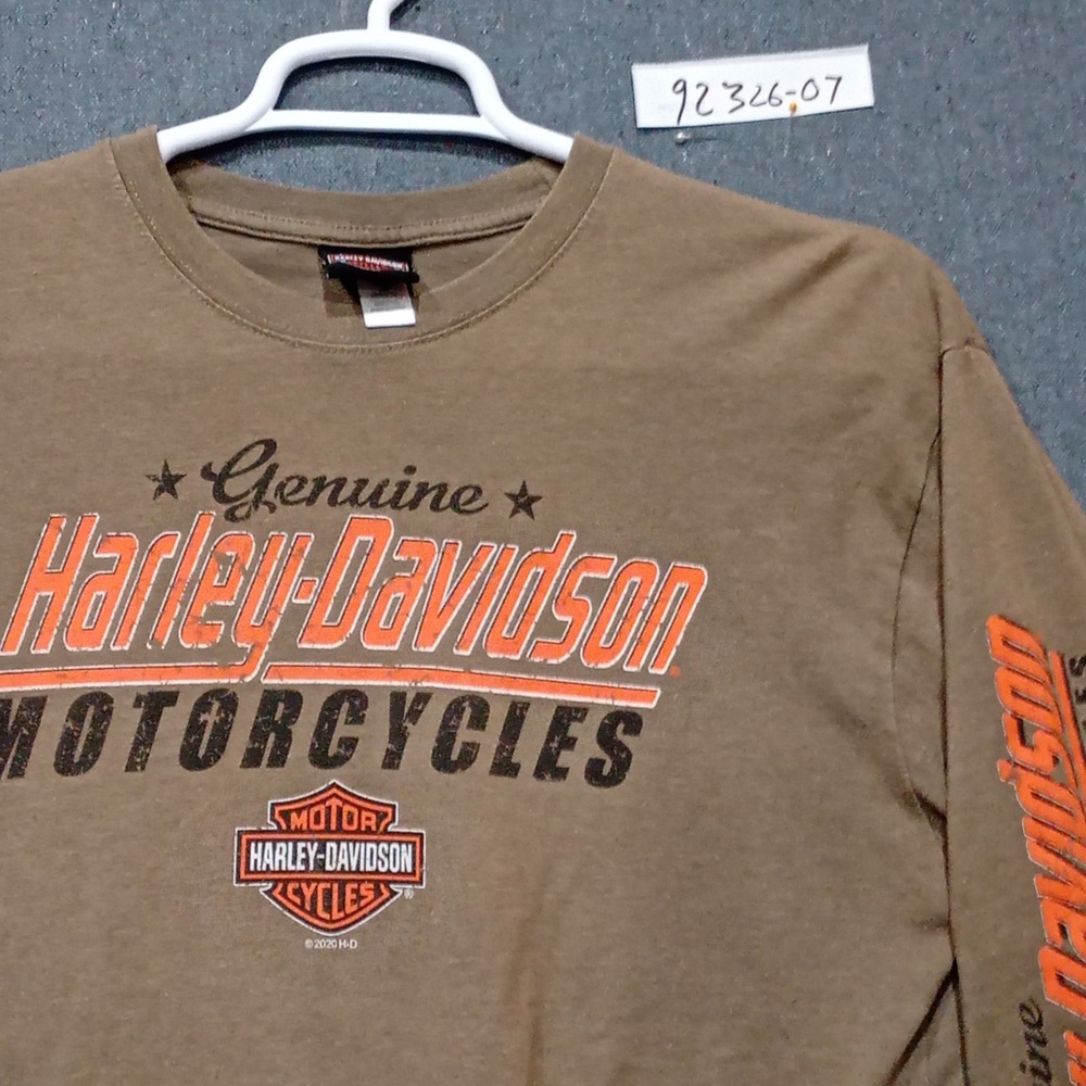 Harley-Davidson Mens Long Sleeve Graphic T-Shirt Tan Dothan Alabama Eagle L - Picture 2 of 9